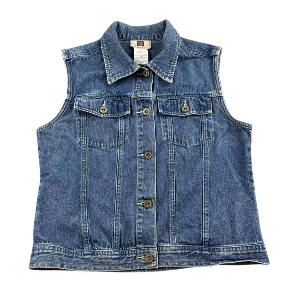 Vintage Faded Glory Vest Women S Denim Trucker Blue Cotton Hong Kong Made Cotton